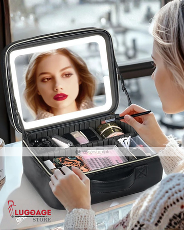 Vanity Box with LED Lighted Mirror – Portable Vanity Case with Rechargeable LED Lights