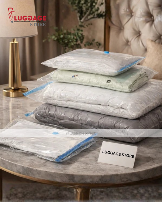 Vacuum Storage Bags with Hand Pump – Space Saving Compression Bags for Clothes, Bedding & Travel
