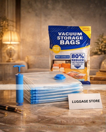 Vacuum Storage Bags with Hand Pump – Space Saving Compression Bags for Clothes, Bedding & Travel