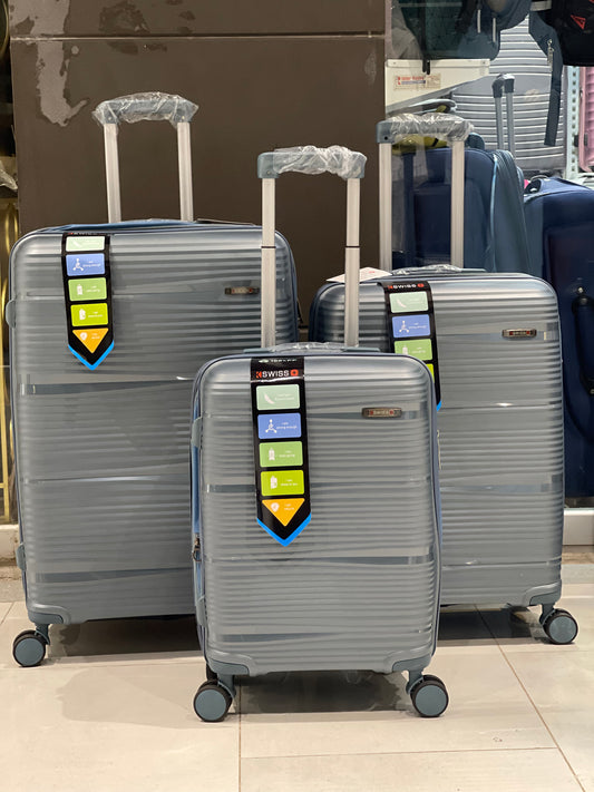 Swiss Imported Luggage - Durable Polypropylene, 360° Wheels, Expandable, TSA Lock