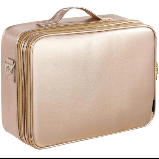 Travel Cosmetic Bag Box – Multi-Layer Makeup Organizer with Adjustable Dividers & Large Storage